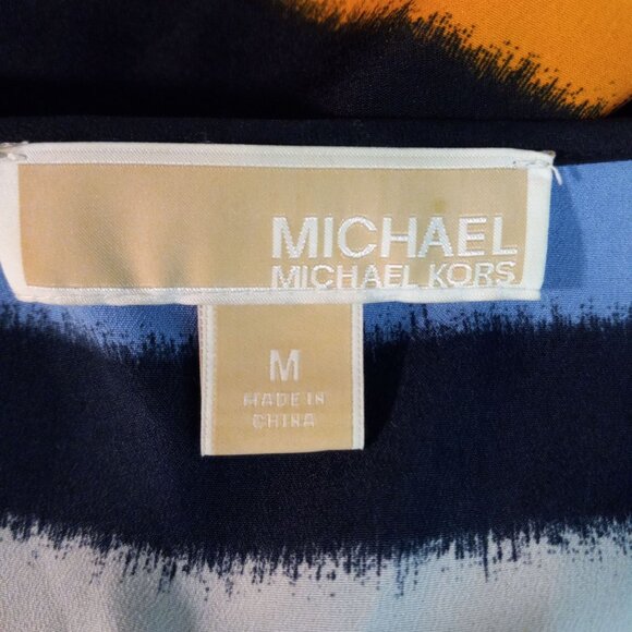 Michael Kors Size M Top Kaftan Poncho Womens Striped V-Neck Polyester - Picture 8 of 10